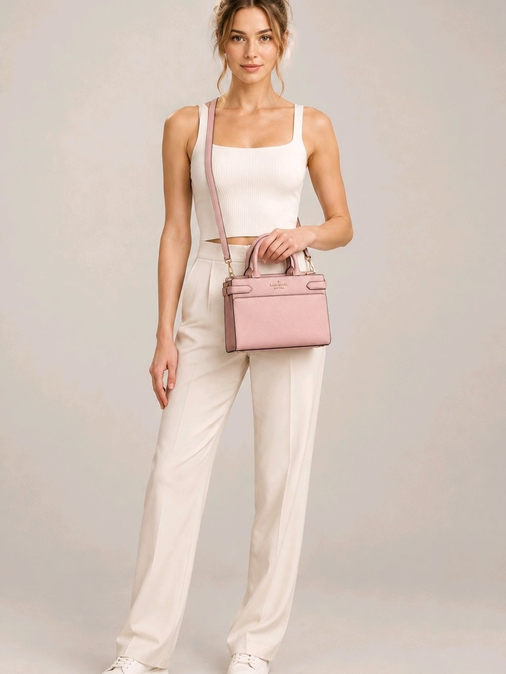 Kate Spade Staci Medium Satchel Saffiano Leather Crossbody Slip Pockets Jaquard